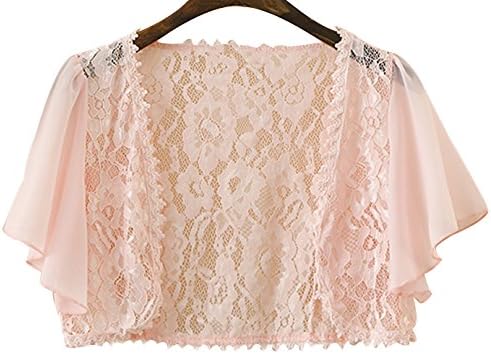 TRENDY XU Women Lace Short Sleeve Shrug Bolero Shawl Thin Chiffon Crop Cardigan Tops