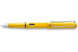 Lamy Safari Fountain Pen (M) & 5 Black Ink Cartridges (Yellow)