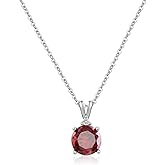 Desnuage 8mm Round Cubic Zirconia Sterling Silver Necklace Dainty Necklace Birthstone Jewelry Pendant Necklaces for Women