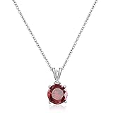 Ruby 925 Sterling Silver Dainty Round Red Necklace