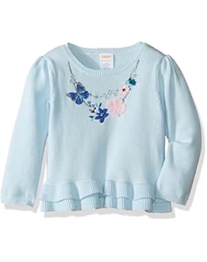 Baby Girls' Floral Necklace Sweater