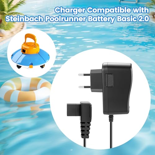 12.6 V Vacuum Cleaner Charger for Pool Cleaners, Robotic Pool Charger, Compatible with Steinbach Poolrunner Battery Basic 2.0, with 2 m Charging Cable