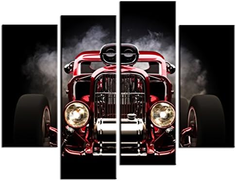 JOJOIL ART Living Room Bed Room Matched Cool Runing Car Super Canvas Print Wall Decor with Wood Inside