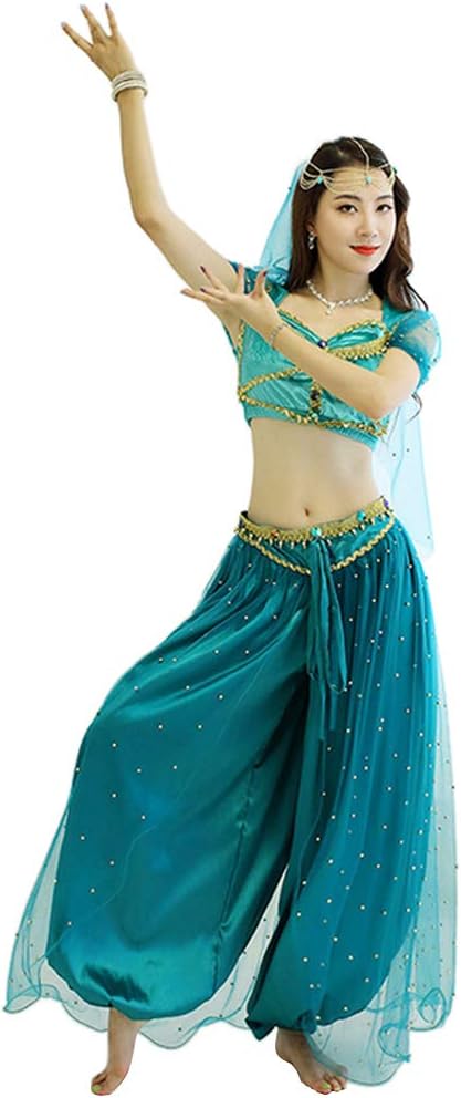 MASII Lady Jasmine Arabian Princess Role-playing Costume Set Adult Stage Dress Is Suitable For Costumes And Party Costumes,S