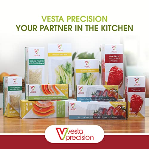 Vesta Precision Liquid Block Vacuum Seal Pouches Clear and Embossed