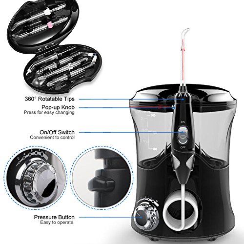 Electric Water Dental Flosser, FDA Approved Oral Irrigator Cordless for Teeth Braces Bridge Home & Travel With 600ML High Capacity 10 Pressure Setting with 7 Multifunctional Tips-Mifanstech