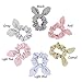 Hair Scrunchies Ties with Bow - Striped Bunny Ear Hair Elastic Bands Ponytail Holder for Women Accessories 12pcs (6colors)