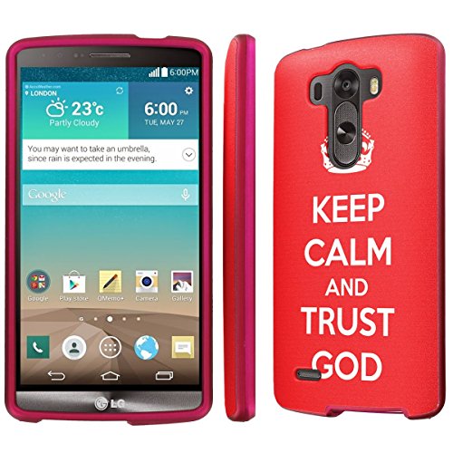 NakedShield LG G3 (Keep Calm and Trust God) Total Hard Armor LifeStyle Rose Pink Phone Case