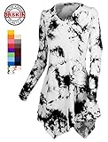 [DRSKIN] Women Handkerchief Hem Long Sleeve Tunic Top