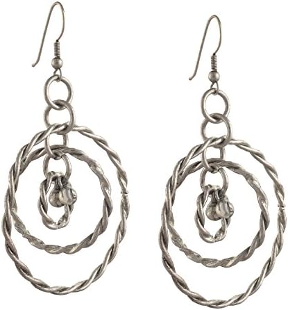 Ornamenta Fashion Jewelry Silver Tone Metallic Hook Dangler Earrings For Girls and Women