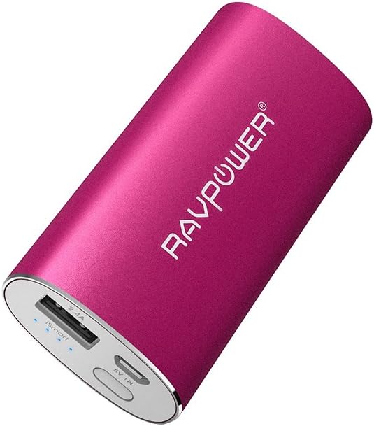 RAVPower Portable Charger 6700mAh Power Bank External Battery Pack with 2.4A Output 2A Input and iSmart Technology for iPhone XS/XS MAX/XR, Tablets and More - Pink