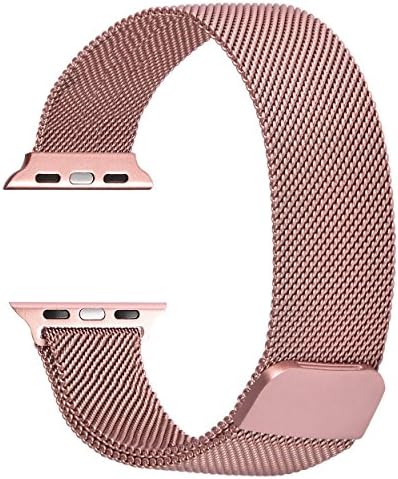 Classic 42mm Watch Band, Milanese Loop Stainless Steel Mesh Replacement iwatch Band with Strong and Adjustable Magnetic Closure for Watch Series 3 Series 2 Series 1, Rose Gold