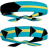 Bahamas Flag Headband for Carnival, Fitness | Mens Womens Double-Sided Tieback Bandana Sweatband Thigh Leg Garter | One Headband