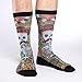 Good Luck Sock Men's Skeleton Mustache Crew Socks - Yellow, Adult Shoe Size 8-13