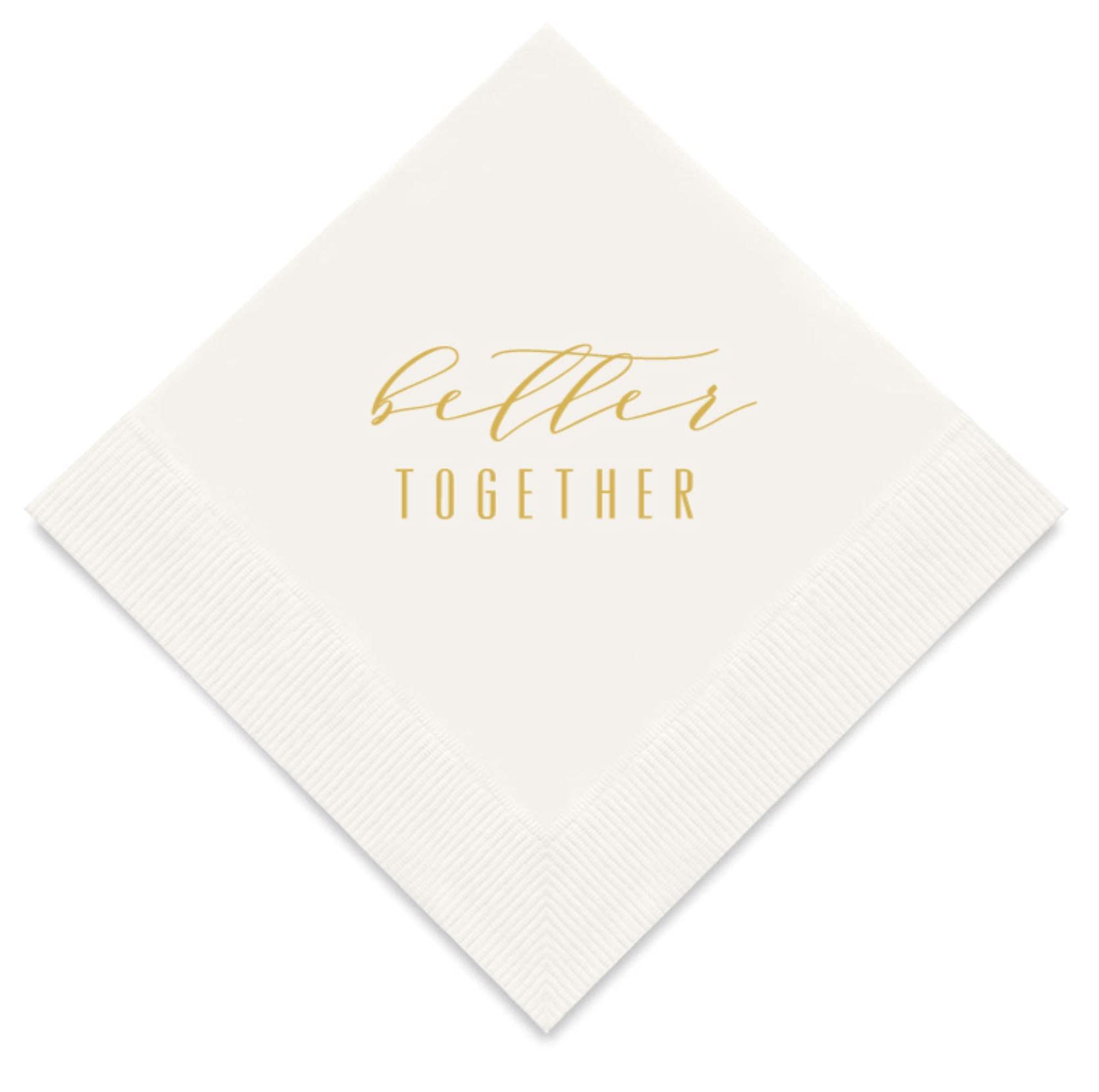 Weddingstar 3-Ply Gold Foil Cocktail Napkins White - Better Together