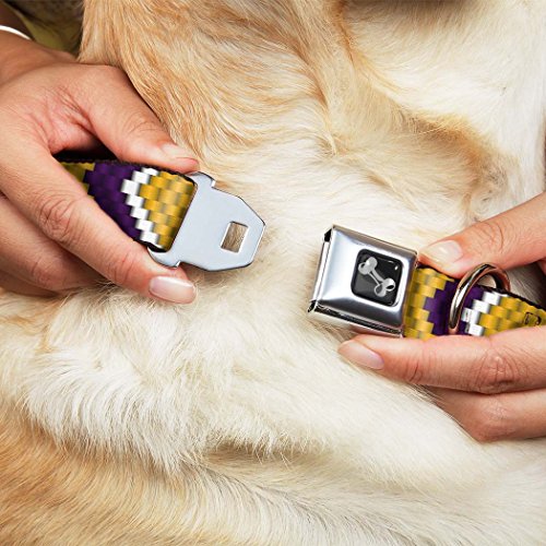 Buckle-Down Chevron Weave Gold/Purple/White Dog Collar Bone, Small/9-15"