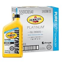 Pennzoil 550036541-6PK Platinum 0W-20 Full Synthetic Motor Oil - 1 Quart, (Pack of 6)