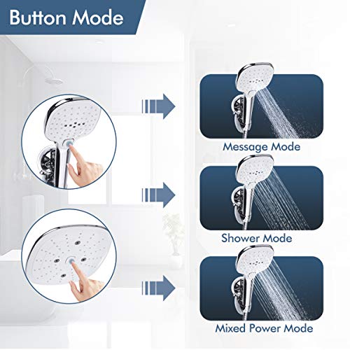 VADIV Shower Head Combo, High Pressure 9.5'' Adjustable Fixed