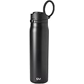 Simple Modern Mesa Loop Water Bottle with Covered Straw and Handle | 30oz Cup Holder Friendly Insulated Stainless Steel Bottles for Travel, Sports and School | Midnight Black