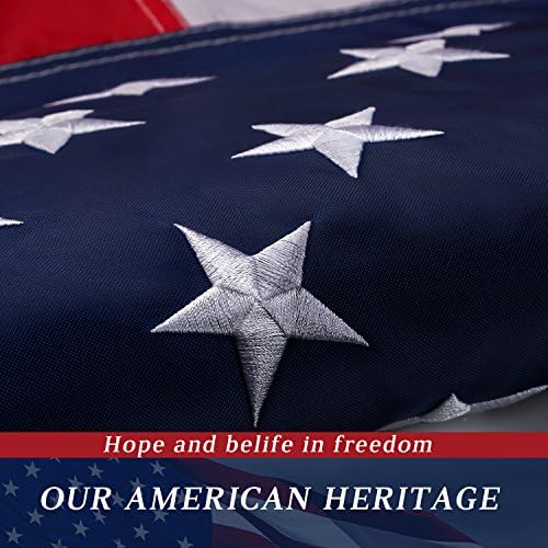 American Flag 3x5 ft Embroidered Stars Sewn Stripes with Brass Grommets Nylon US Flag for Boat Yacht Workplace Home Garden Business Outdoor United States Flag