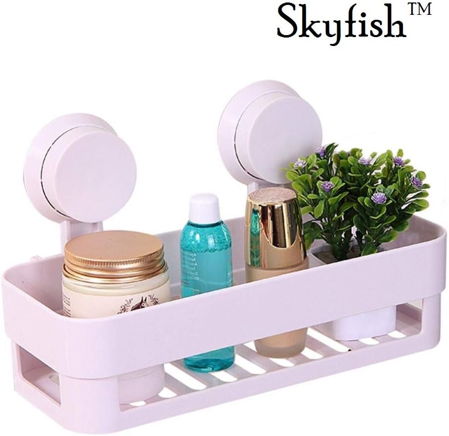 Skyfish® Bathroom Kitchen Storage Organize Rectangle Rack with Wall Mounted Suction Cup(Multi Color)