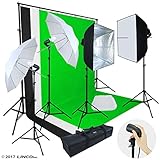 Linco Lincostore Photo Video Studio Light Kit AM142 - Including 3 Color 5x10ft Backdrops (Black/Whtie/Green) Background Screen