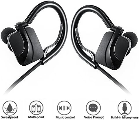 YELLWWORSE Bluetooth Headphones V4.1 Wireless Sports Stereo Earbuds with Mic, Noise Cancelling, IPX4 Sweatproof, 8 Hrs Playtime