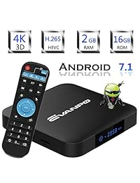 Evenpo Android 7.1 Smart TV Box Quad Core CPU 2 GB 16 GB con 3D 4K 2,4 GHz WiFi H.265 BT 4.0 Google TV Box Android TV Player Set Top Box