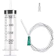Ulove Prs 200ml 200cc Large Measurement Syringe with 40 inch Plastic Tubing Hoses, for Scientific Labs, Refilling and Filtration, 1 Pack