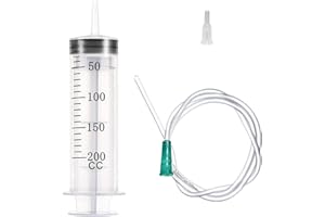Ulove Prs 200ml 200cc Large Measurement Syringe with 40 inch Plastic Tubing Hoses, for Scientific Labs, Refilling and Filtration, 1 Pack