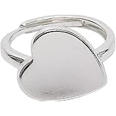 Ch.yishi Handmade Vintage 925 Sterling Silver Wide Band Rings for Women/Men,Adjustable Thumb Finger Ring (One heart)