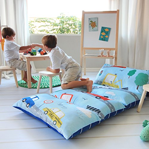 Kid's Floor Pillow Bed Cover Use as Nap Mat, Portable Toddler Bed or