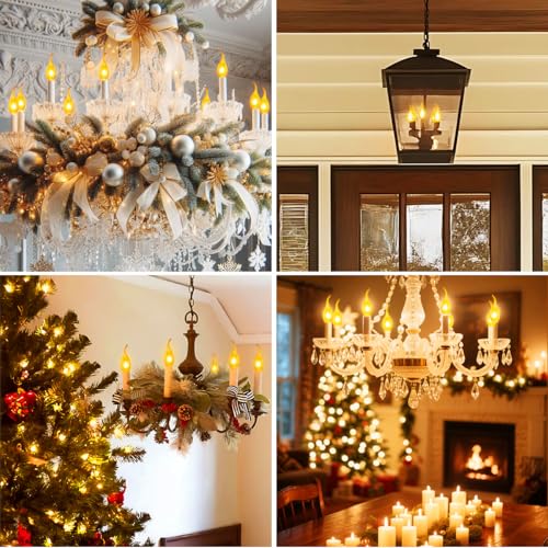 LVWIT LED Flame Light Bulb, Retro Flickering Flame E14 Bulb, Warm Light 1800K, Orange Filament Bulb 35 Lumens, Ideal for Daily Christmas and Party Decoration (6U, 2 Modes)