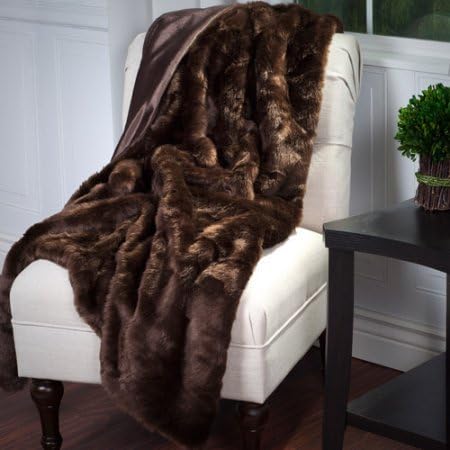 Somerset Home Luxury Long Haired Faux Fur Throw (Brown)