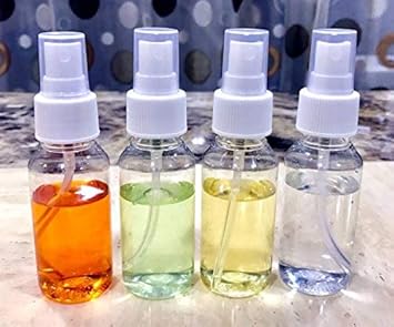 SPC Empty Plastic Transparent Refillable Fine Mist Spray Bottle (50ml, White) - Set of 4