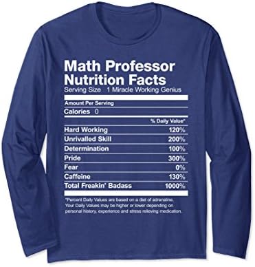 Unisex Math Professor Nutrition Facts Funny T-Shirt XL: Navy