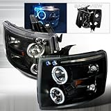 Spec-D Tuning 2007-2011 Chevy Silverado Halo Led Projector Headlights Black