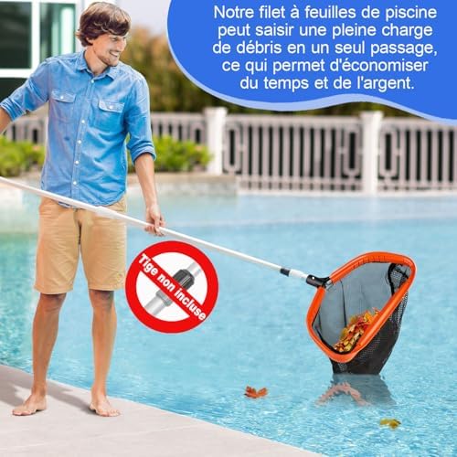 KGC 17.5" (44 cm) Pool Leaf Collector, Stable Net Pool Cleaning with Extra Large Net, Pool Dustpan without Telescopic Bar, Compatible with All Commercial Telescopic Bars