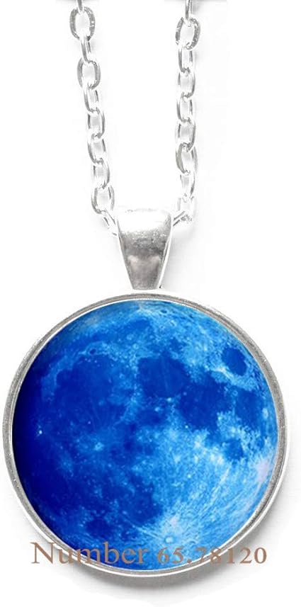Amazon Com Yijianxhzao Full Moon Pendant Blue Moon Necklace Silver Plated Pendant Full Moon Jewelry Solar System Outer Space Science Astronomy Art Pendant Bv151 V1 Sports Outdoors