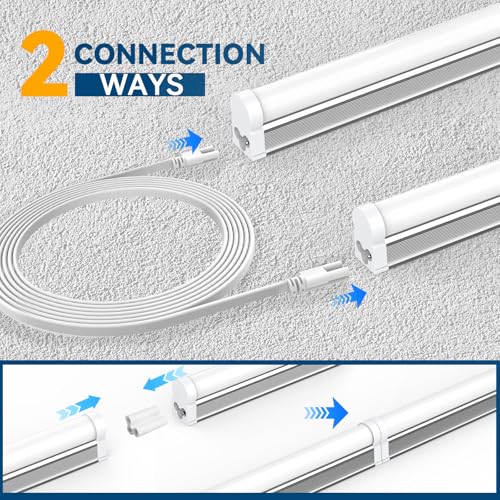JESLED 10 Pack LED Shop Light 4FT, 20W, 2200LM, 6500K Super Bright White, T5 LED Tube for Garage, Workshop, Warehouse, 4 Foot Linkable Ceiling Lights, Plug and Play, ETL Listed