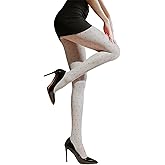 Women’s Ultra Sheer Pantyhose Polka Dots Tights Patterned High Waist Stretchable Footed Plus Size Stockings