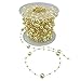 Fowod Pearl Beads Garland/Pearl String/Beaded Wire, 8 mm and 3 mm Mixed, 50 Feet Roll, Gold