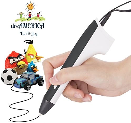 3D Pen by dreAMERICA |Newest M1 Version |for Adults, Teenagers, and Kids |3D Printer Printing & Drawing Pen |USB Power Bank | PLA and PCL Compatible |2PCS Filament Refills |Elegant Hot Black