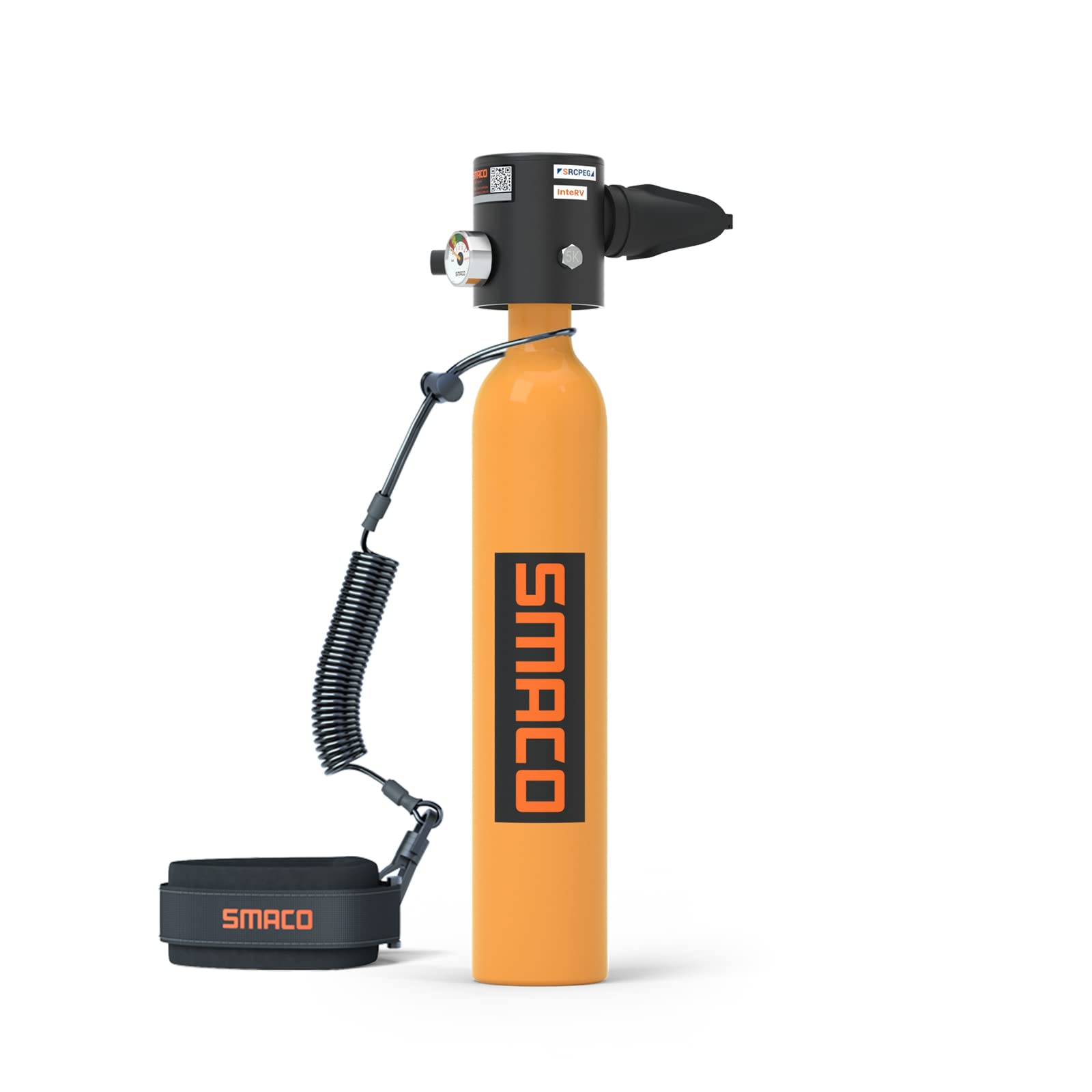 SMACO Scuba Diving Bottle for Beginners in Diving, 0.5L Mini Cylinder Scuba Diving Bottle Support 6-10 Mins Underwater Breathing Mini Scuba Pony Bottle Suitable for Beginners, Orange