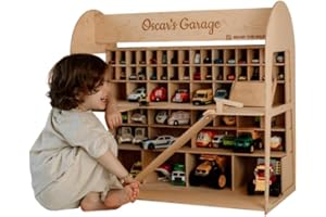 Toy Parking Garage with Elevator Wooden Toy Car Storage Hot Wheels Car Compatible Gift for Toddlers 1-4 Years Old Organizer C