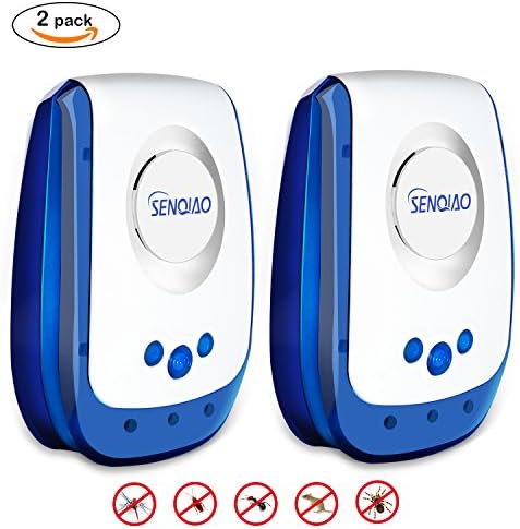 SENQIAO Ultrasonic Pest Control Repellent Electronic Plug In Indoor Pest Repeller for Rats, Roaches, Spiders, Other Insects,Non-toxic Environment-friendly, Humans &amp; Pets Safe (Pack of 2)