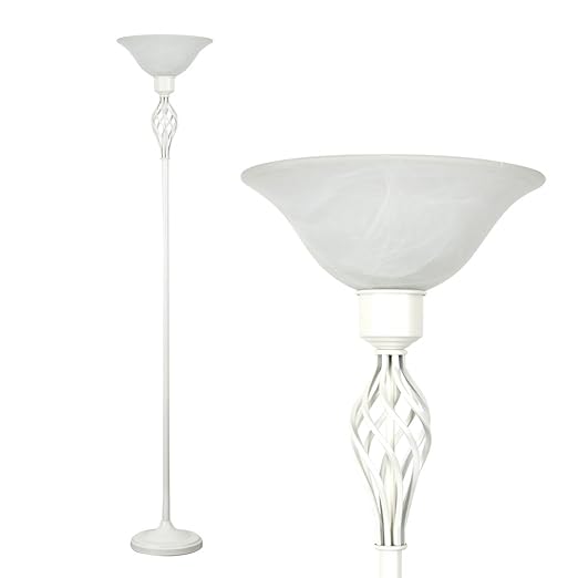 Traditional Style Satin Cream Barley Twist Floor Lamp With A