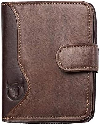 Men Leather Wallet,BULLCAPTAIN Genuine Leather Licence Card Bags Men Wallet (Vertical Brown)