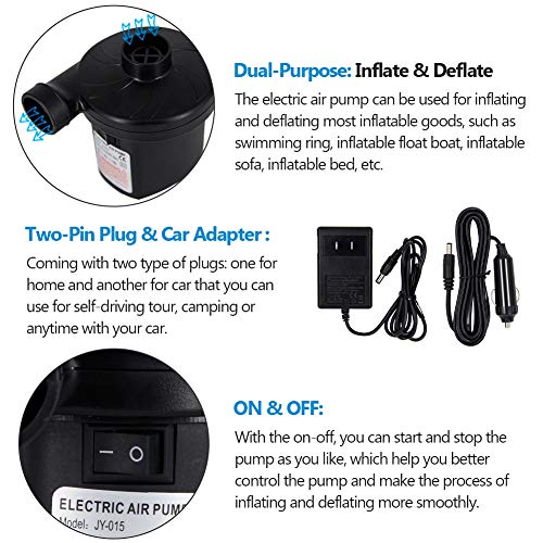 Zcaukya Hand Pump, Double Action Quick Manual Air Pump with Accordion Hose and 3 Nozzles