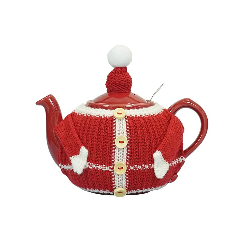 Knitted Teapot Cozy, 2-Piece Split Design with Button Fastening, Acrylic Insulated Teapot Cover for 2 Cup 15-20 oz Teapots, British Style Decorative Tea Warmer, 9 Patterns Available,CHRISTMAS at Amazon
